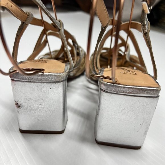 Seychelles Charter Heels Strappy Sandals Size 8.5 Leather Silver - Picture 11 of 16